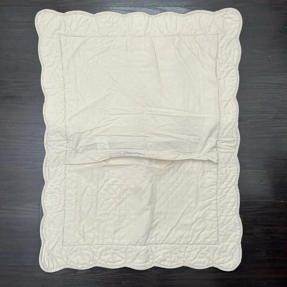 2-PC Pottery Barn Cotton Diamond Quilted Scalloped Border Standard Pillow Shams